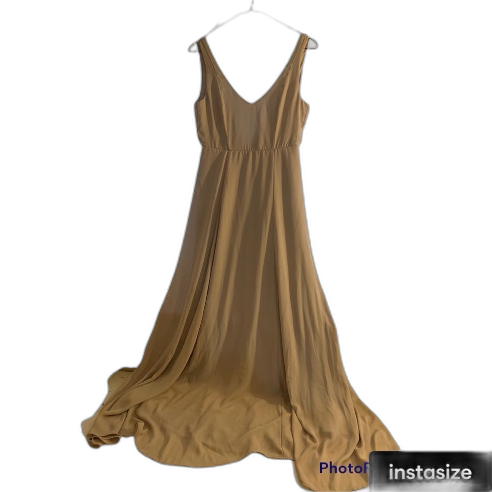 Show Me Your Mumu Womens Sleeveless V-Neck Jen Long Maxi Dress Soft Beige Sz Sm